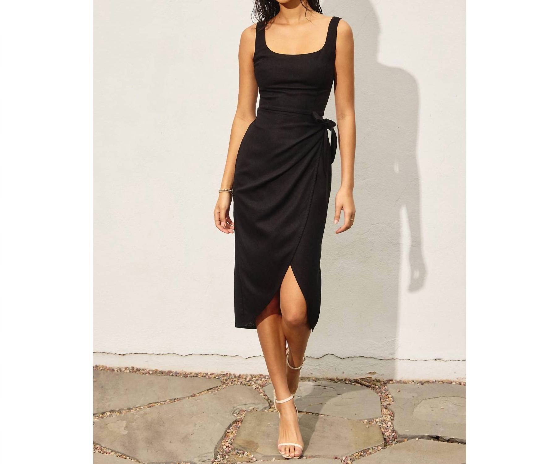 Dress Forum - Linen Square Neck Tulip Hem Wrap Dress