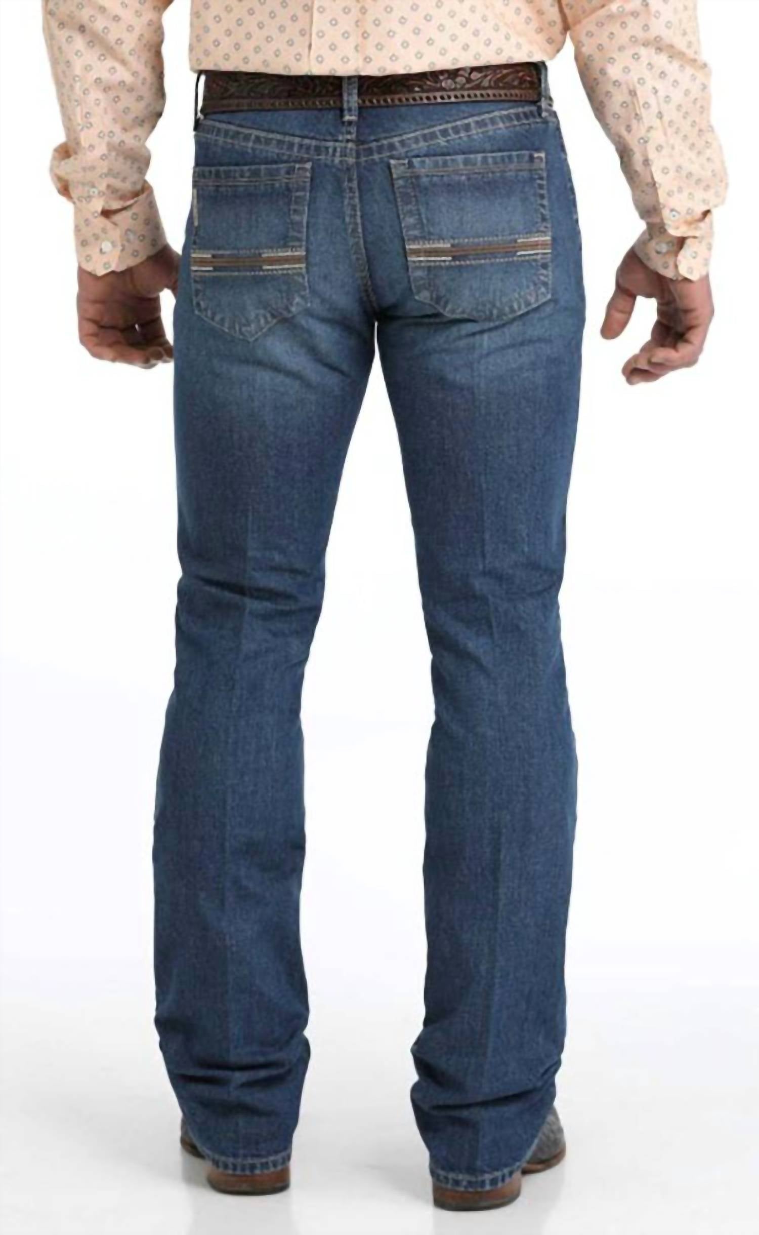 CINCH Men's Ian Slim Boot Cut Mid Rise Rigid Denim Jeans in medium stonewash - men's jeans - alternate view