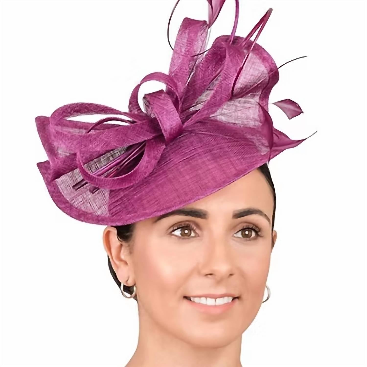 Sinamay - Women's Disc Hatinator With Bow Feathers & Quill