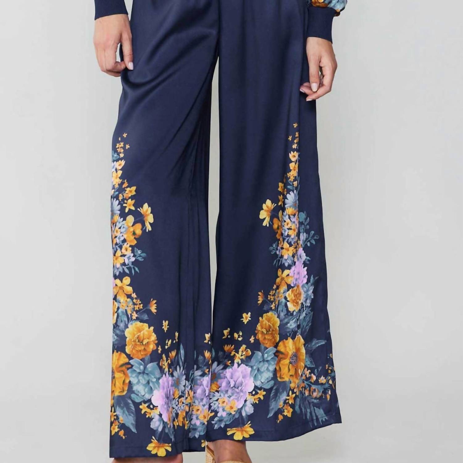 Current Air - Floral Motif Wide Pants