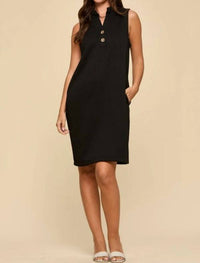 Dear Scarlett - Sleeveless V Neck Dress With Side Pockets