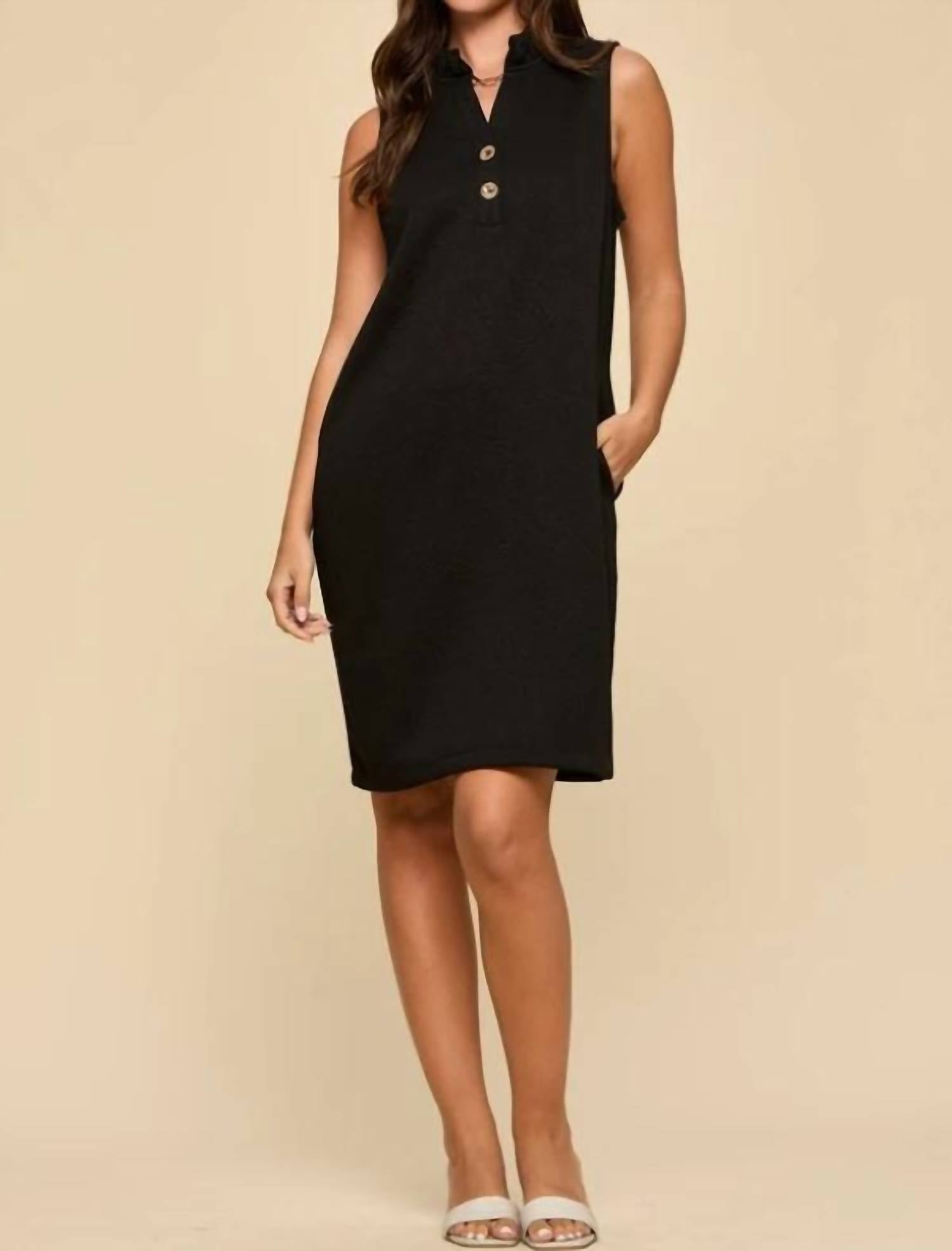 Dear Scarlett - Sleeveless V Neck Dress With Side Pockets