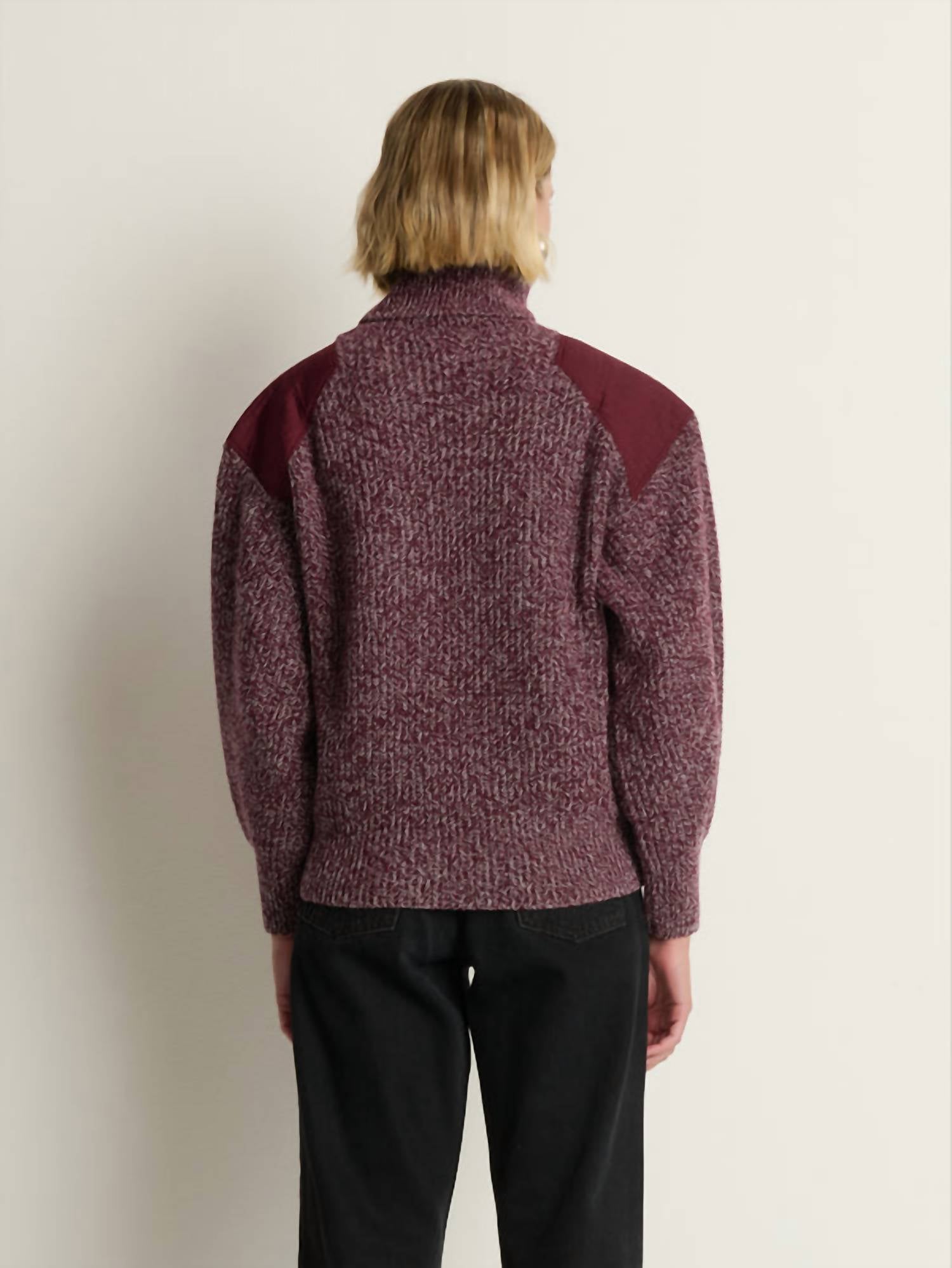 Nation LTD Pepper Patched Sweater in heather port - women's sweater - alternate view