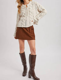 Bluivy - Half-button Down Open Knit Sweater