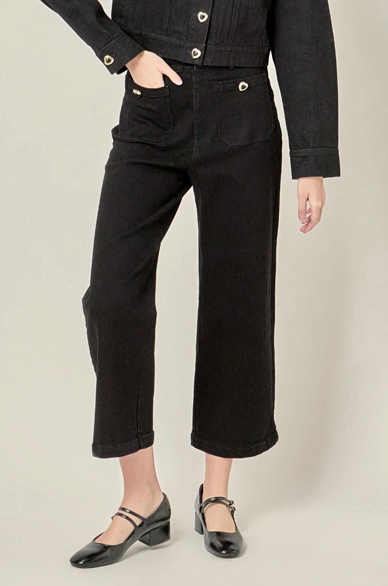 English Factory - Heart Button Stretch Culotte Pants