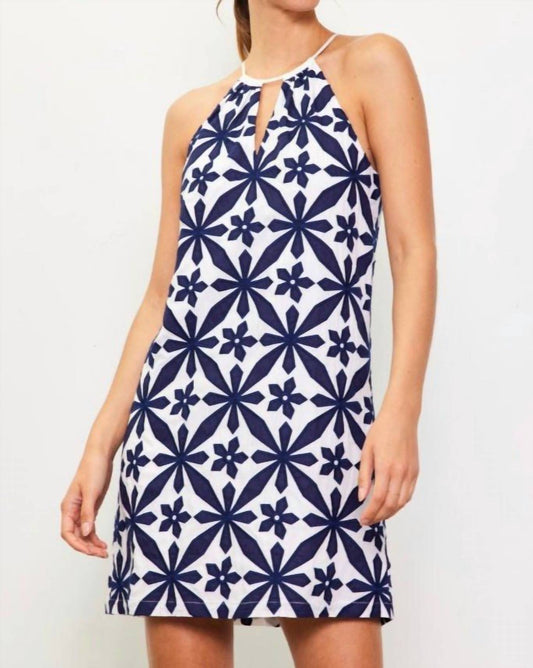 Skies Are Blue - Embroidered Halter Dress