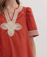 Entro - Cream Rope Embroidered Mini Dress