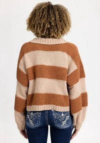 Miss Me - Crochet Striped Sweater