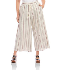 Karen Kane - Stripe Embroidered Cropped Drawstring Pants - Plus