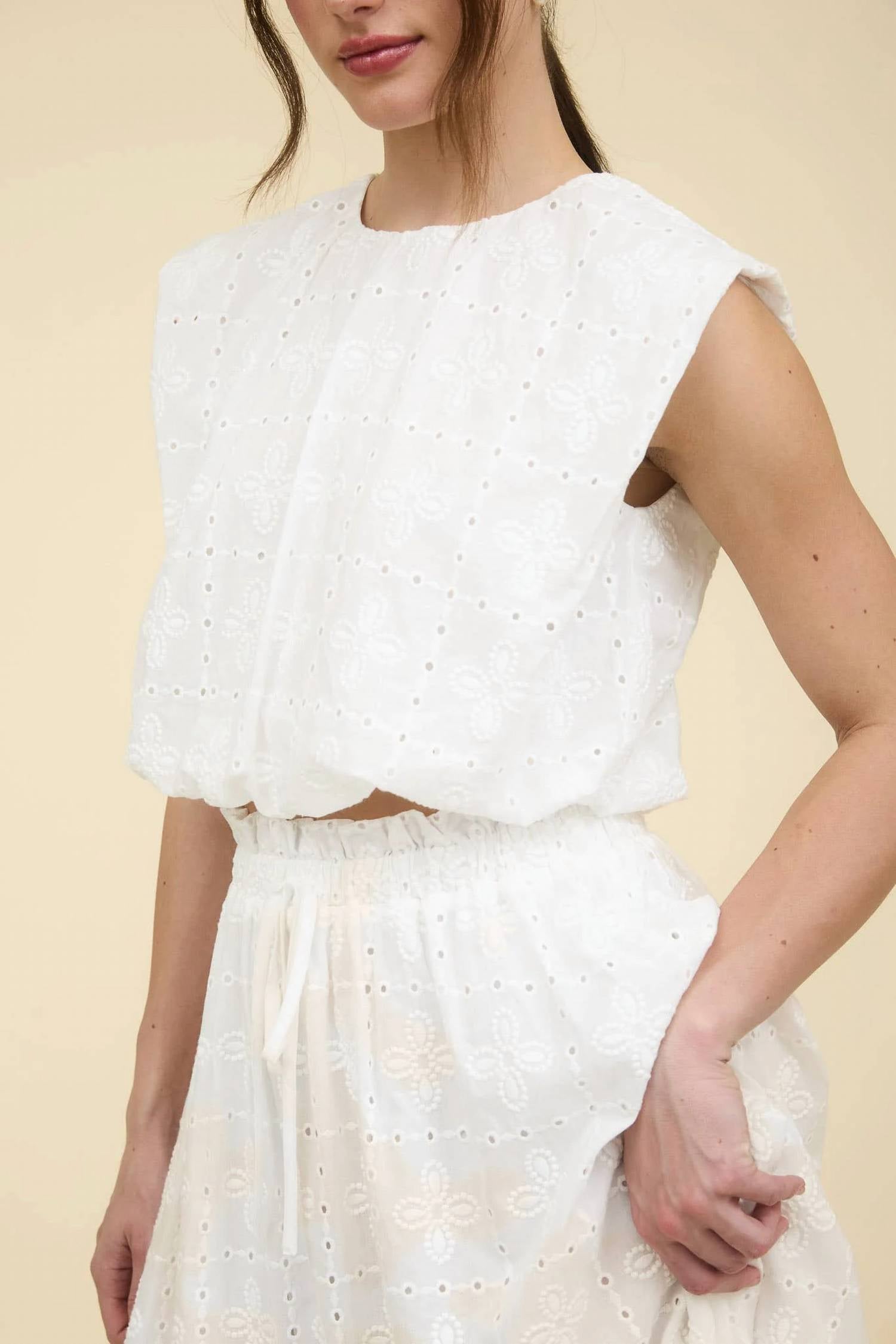 Blu Pepper - Bridget Eyelet Balloon Top