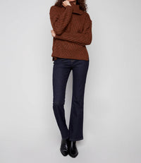 Charlie B - Cowl Neck Sweater With Diagonal Cable