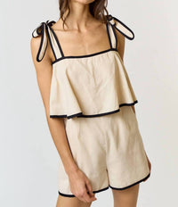 Lalavon - Contrast Trim Romper