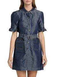 Cinq A Sept - Nolita Shimmer Denim Belted Minidress