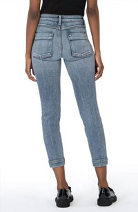 KUT FROM THE KLOTH Reese High Waist Crop Skinny Jeans in electric - women's jeans - detail view