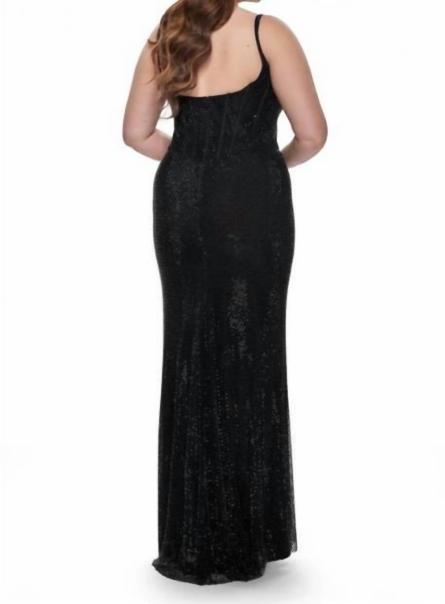 La Femme Night Sequin Silhouette Gown in black - women's dress