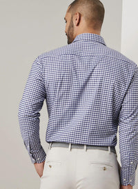 PETER MILLAR Fairbanks Performance Twill Shirt in navy - men's shirt - detail view