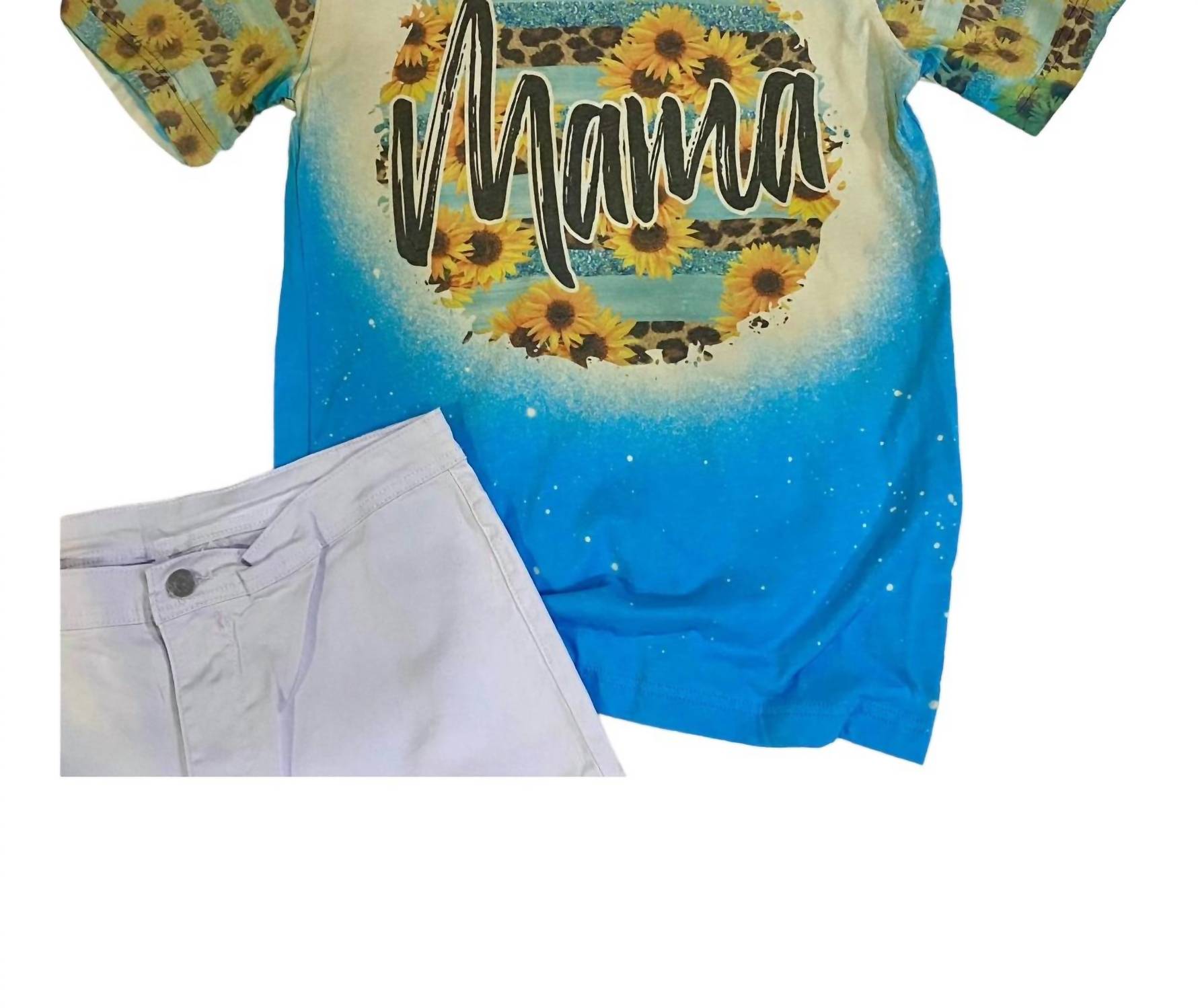 Leopard Bluebonnet - Women's Mama Bleached Tee