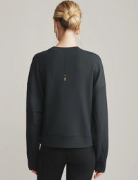 RHONE Dreamglow Crew Neck Sweatshirt in heather black - women's top - detail view