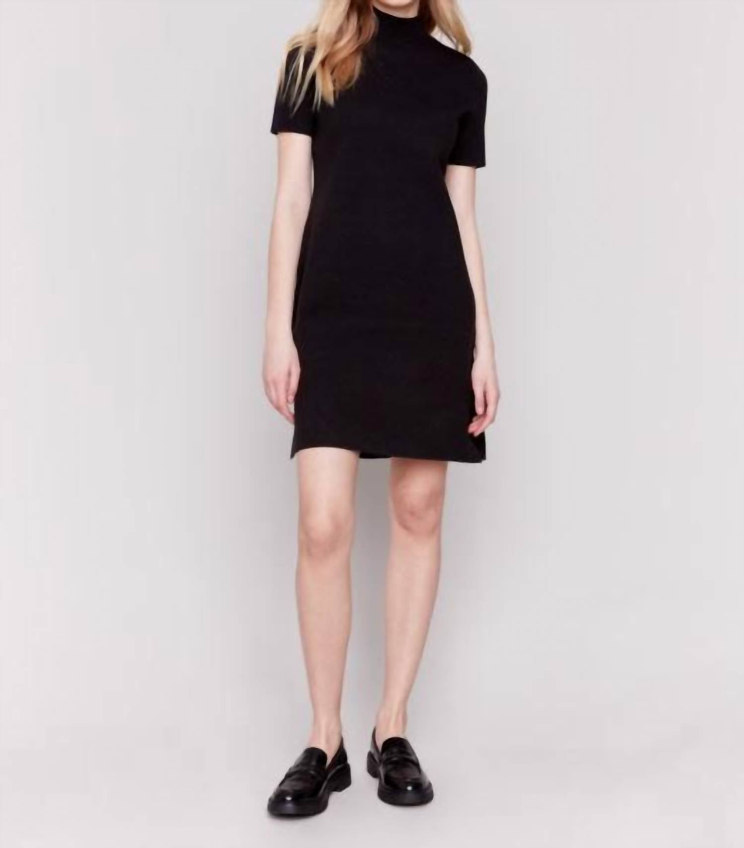 Charlie B - Short Sleeve Mock Neck Sweater Dress