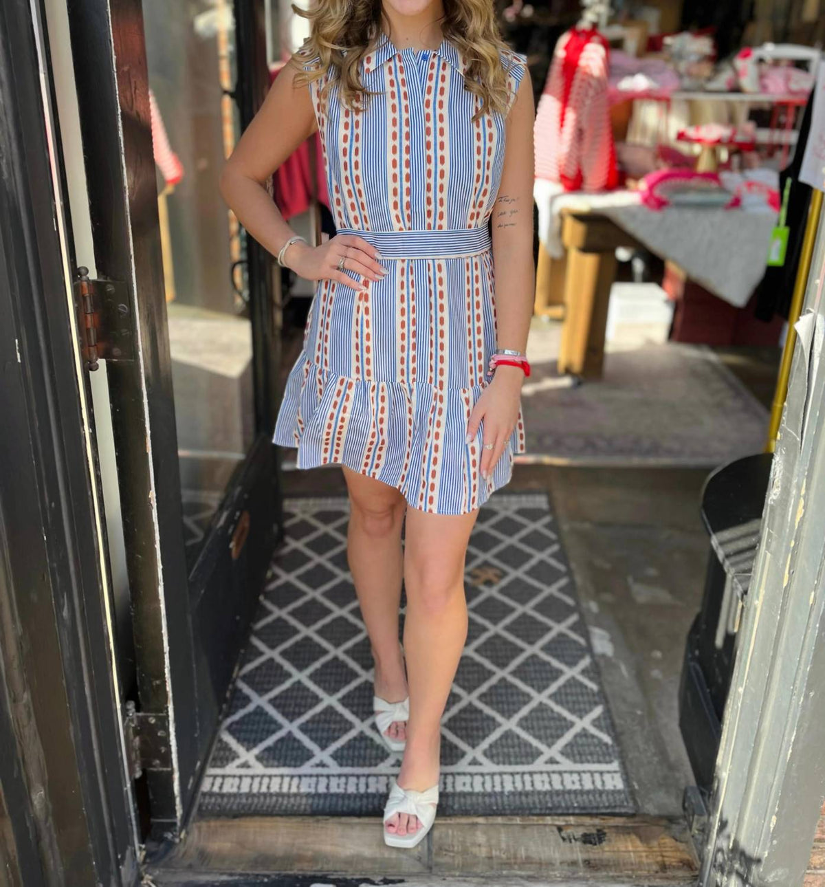 Joy Joy - Colonial Stripe Front Placket Shirt Dress
