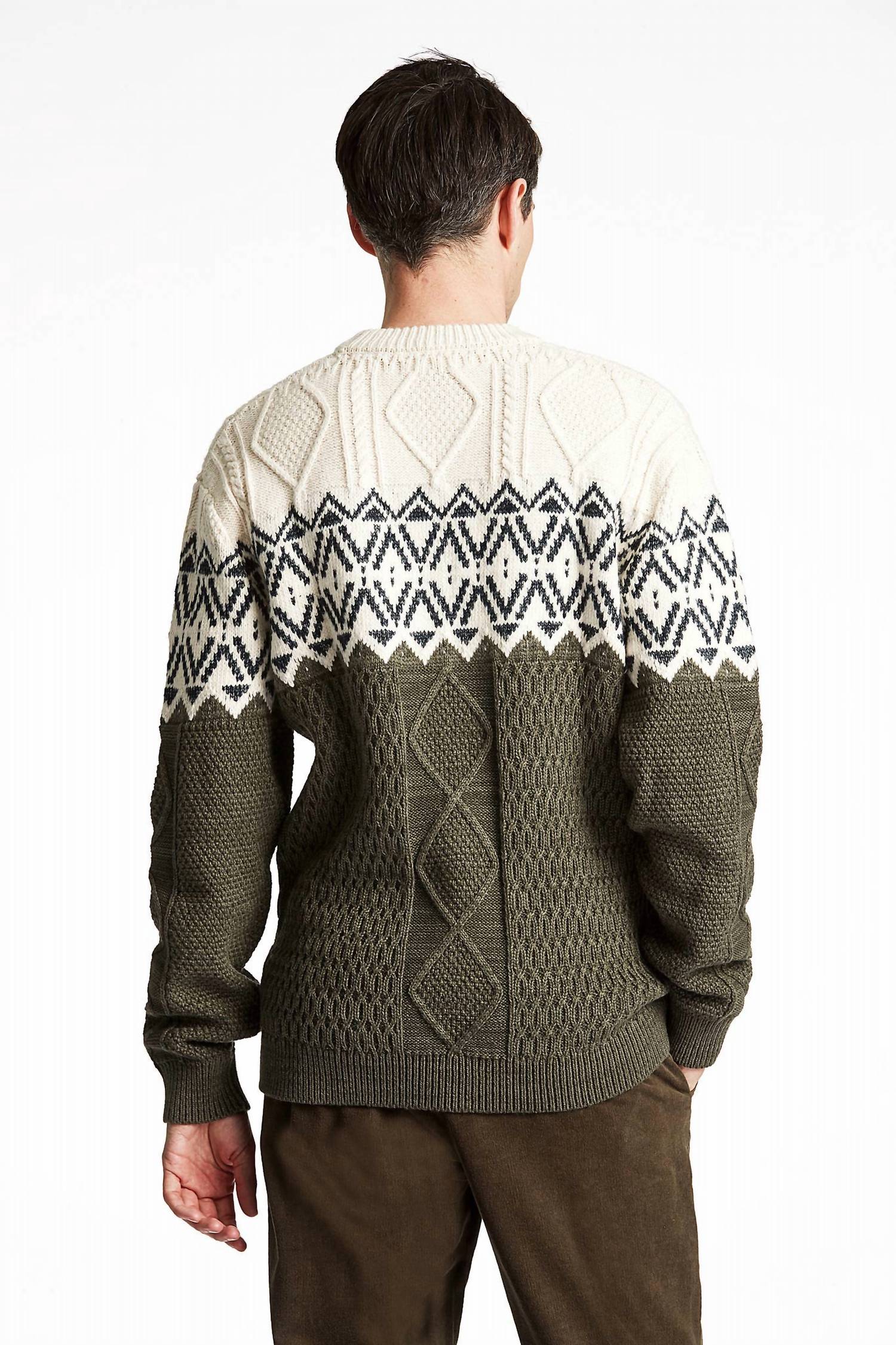 Lindbergh - Two Color Yolk Cable Knit Sweater