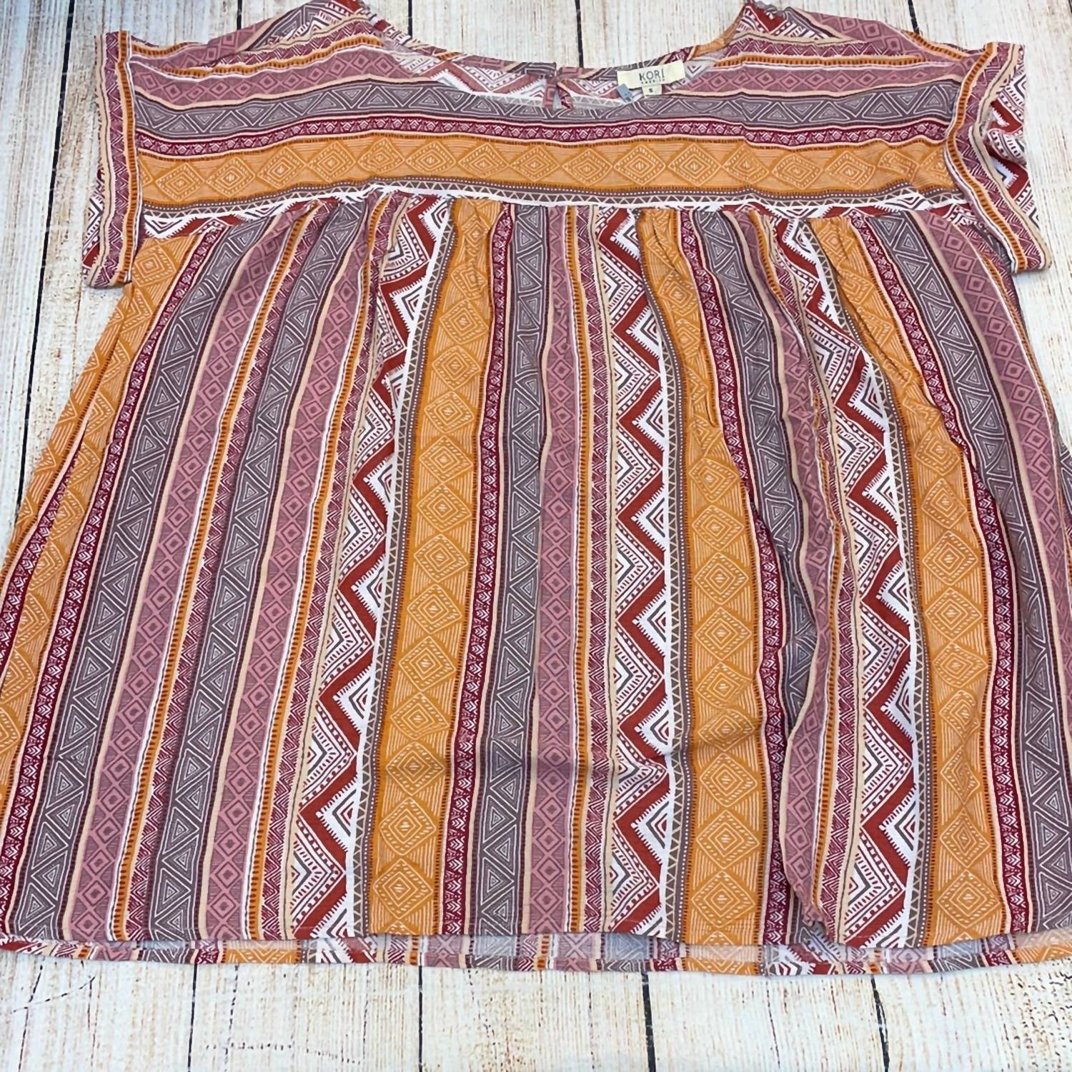 Kori - Tribal Print Pleated Top