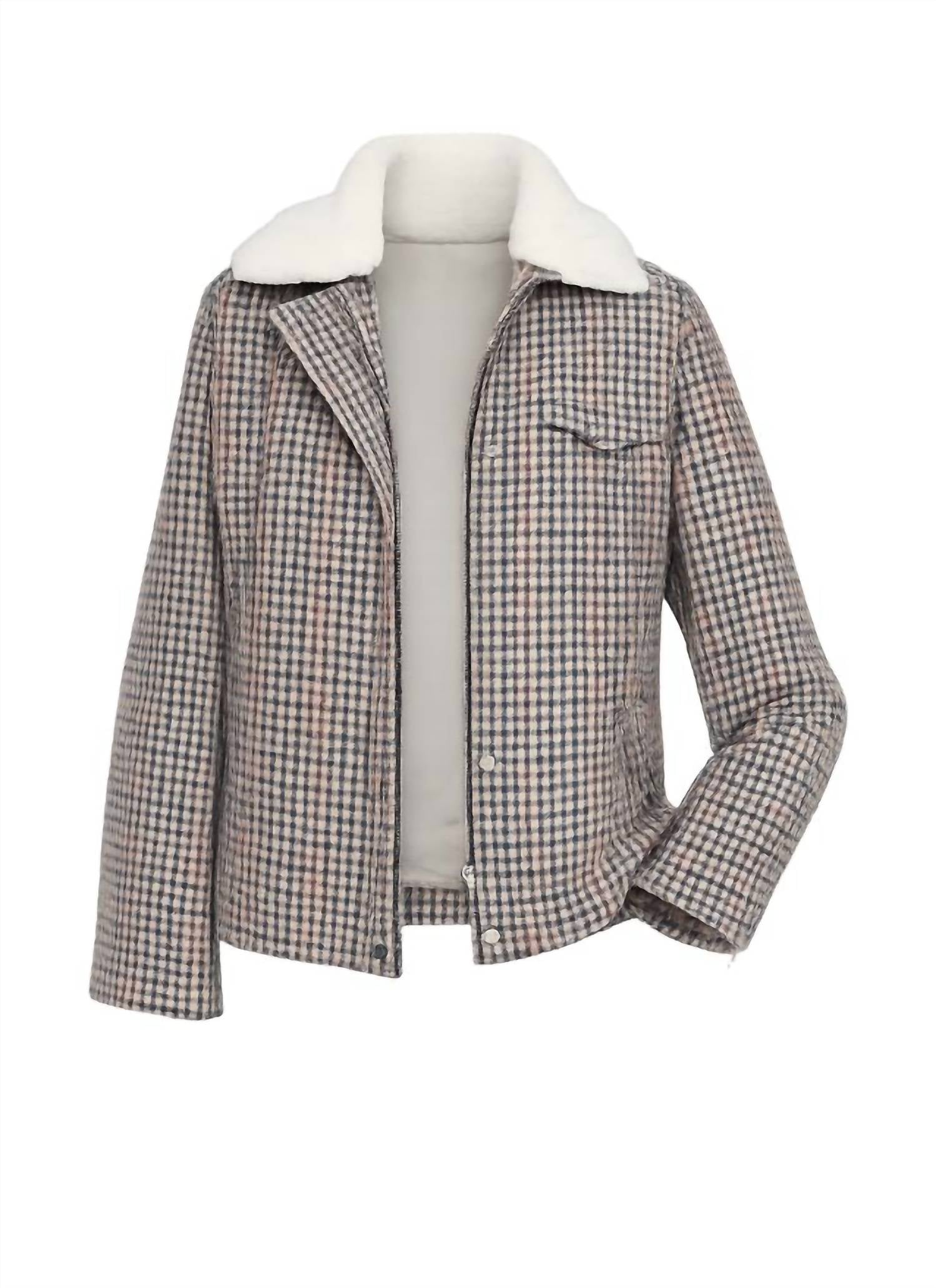Vilagallo Houndstooth Bomber Jacket in multicolor - women's jacket - alternate view
