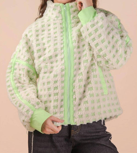 Very J - Oversized Checker Fleece Jacket
