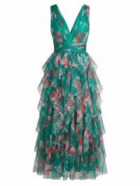 Minuet - Women's V-neck Mesh Layered Dress