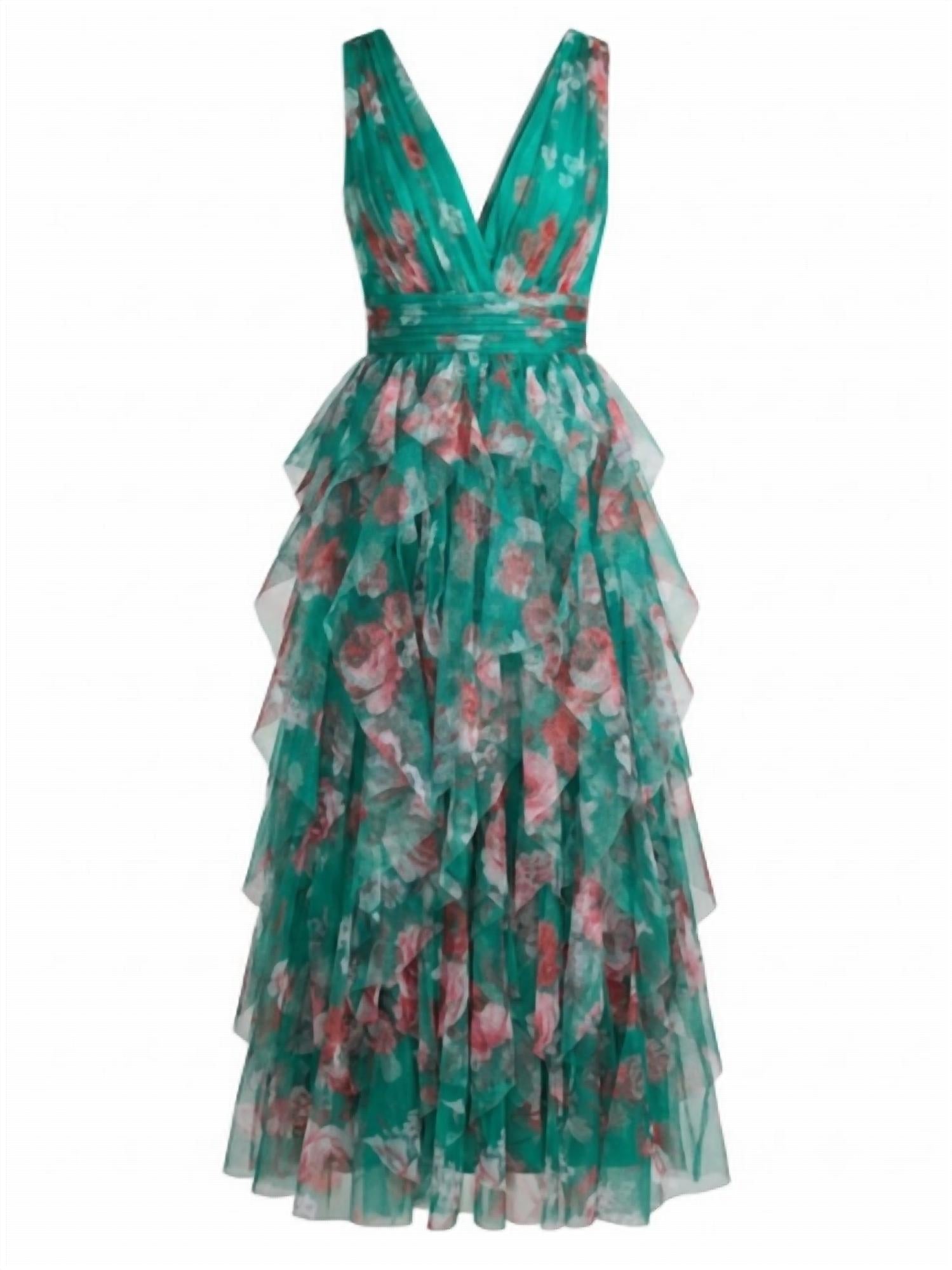 Minuet - Women's V-neck Mesh Layered Dress