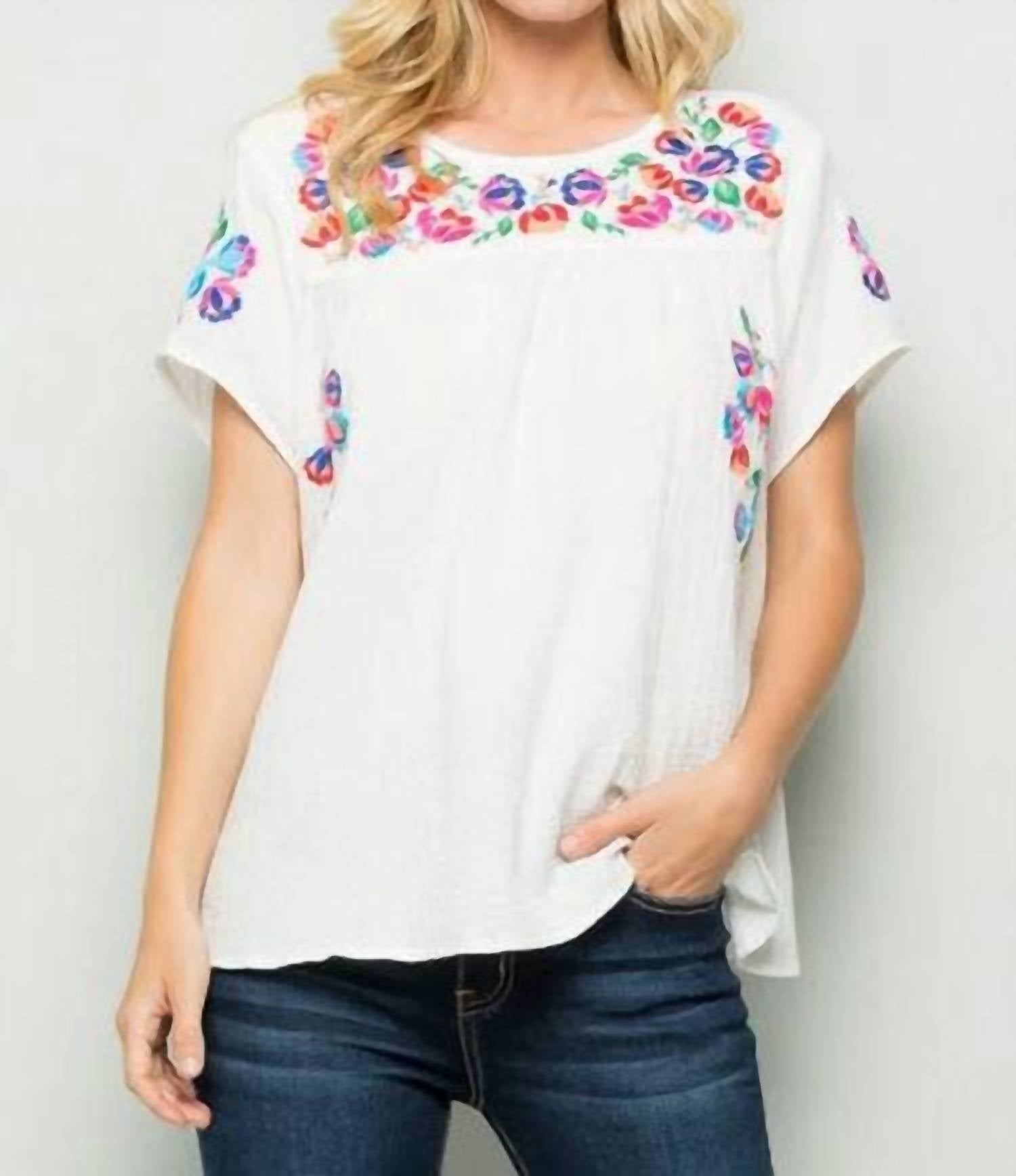 See And Be Seen - On The Border Embroidered Top