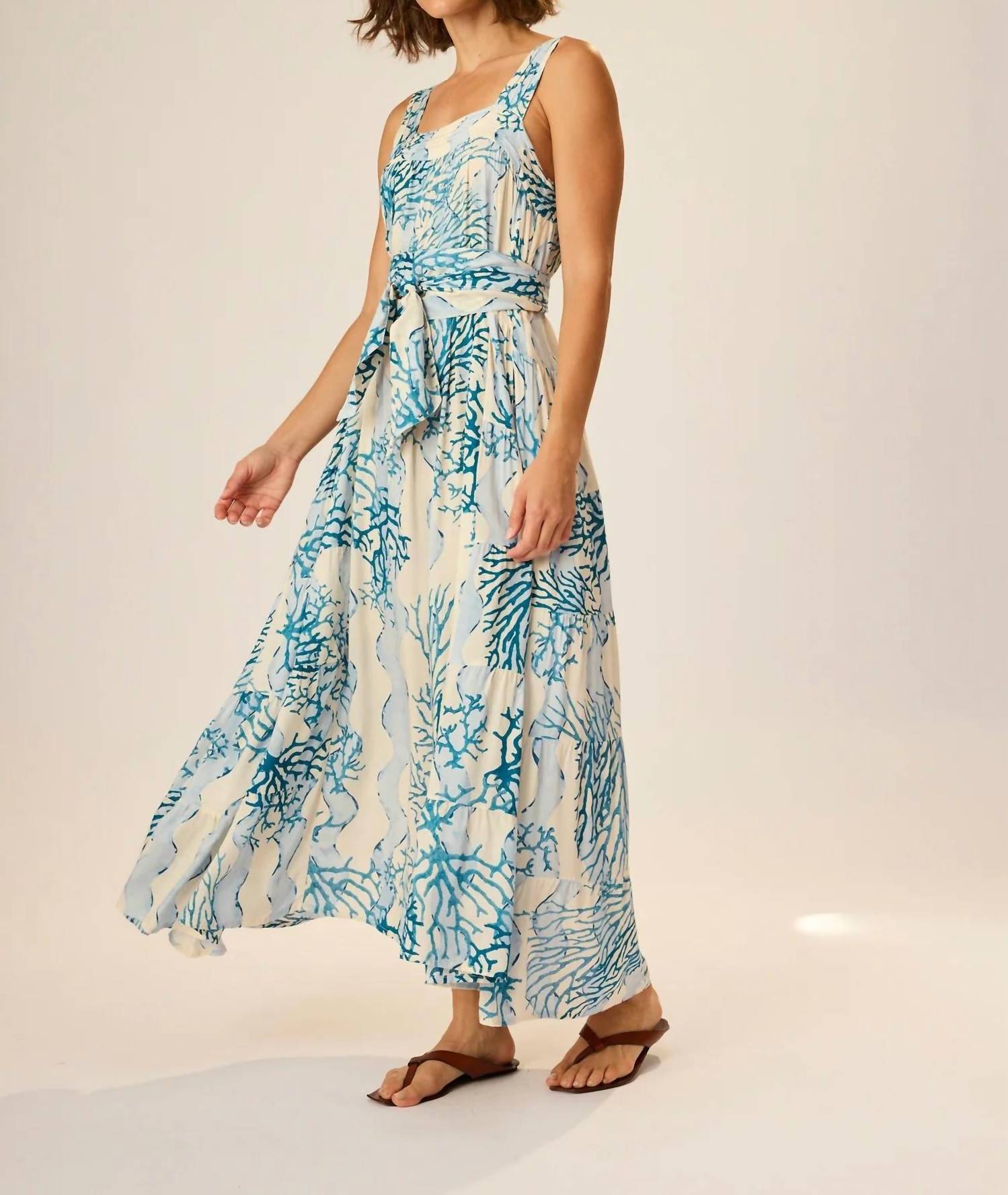 natalie martin Jasmine Maxi Dress in coral wave - women's dress - alternate view