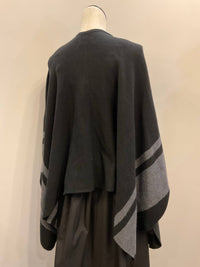 Velvet by Graham & Spencer Women's Harper Open Front Poncho in black - women's sweater - detail view