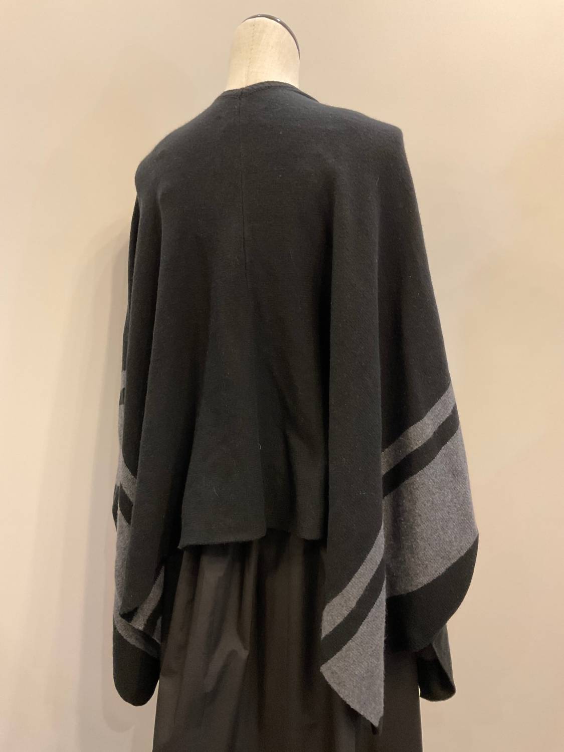 Velvet by Graham & Spencer Women's Harper Open Front Poncho in black - women's sweater - detail view