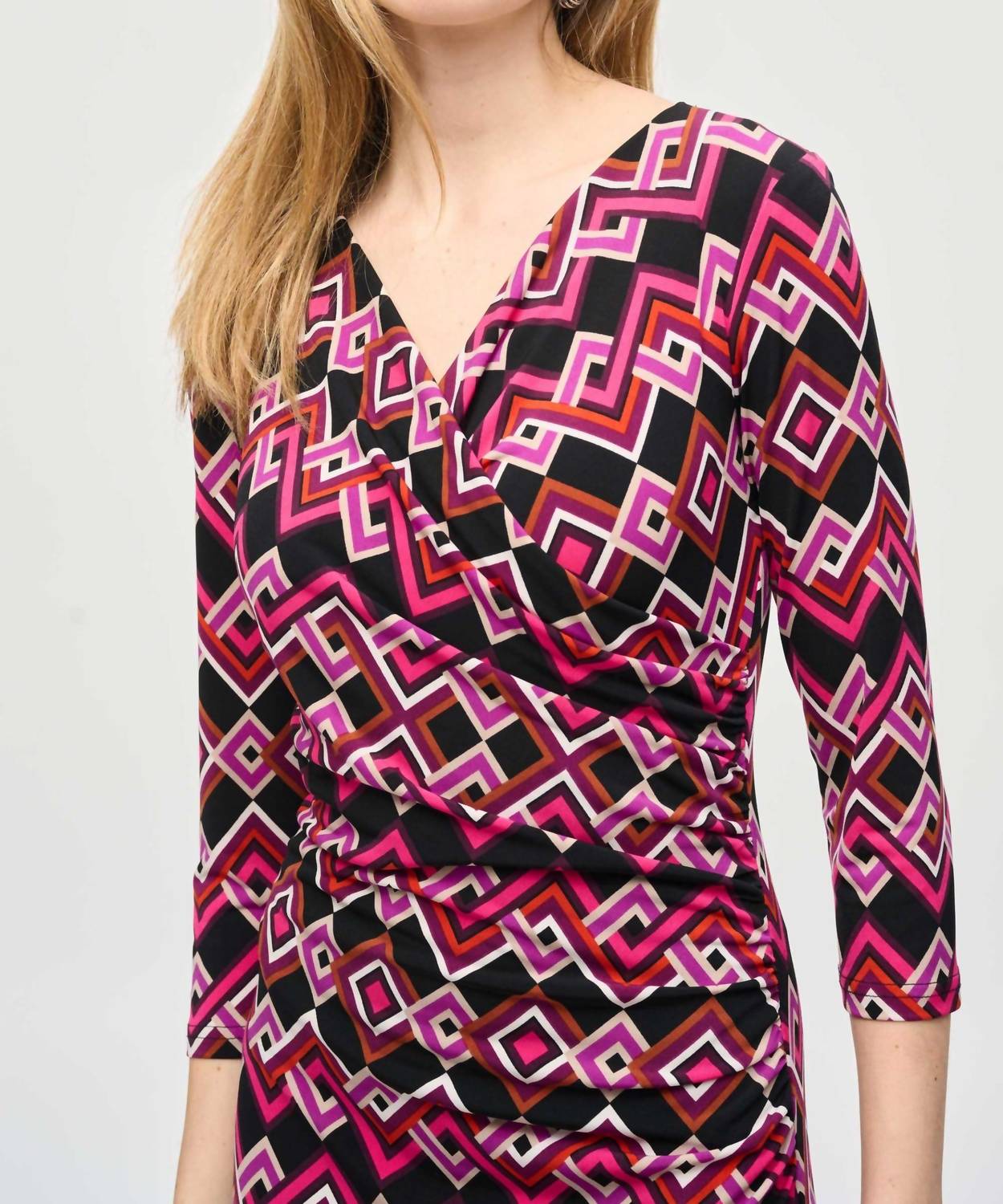 Joseph Ribkoff - Women's Geometric Faux Wrap Sheath Dress