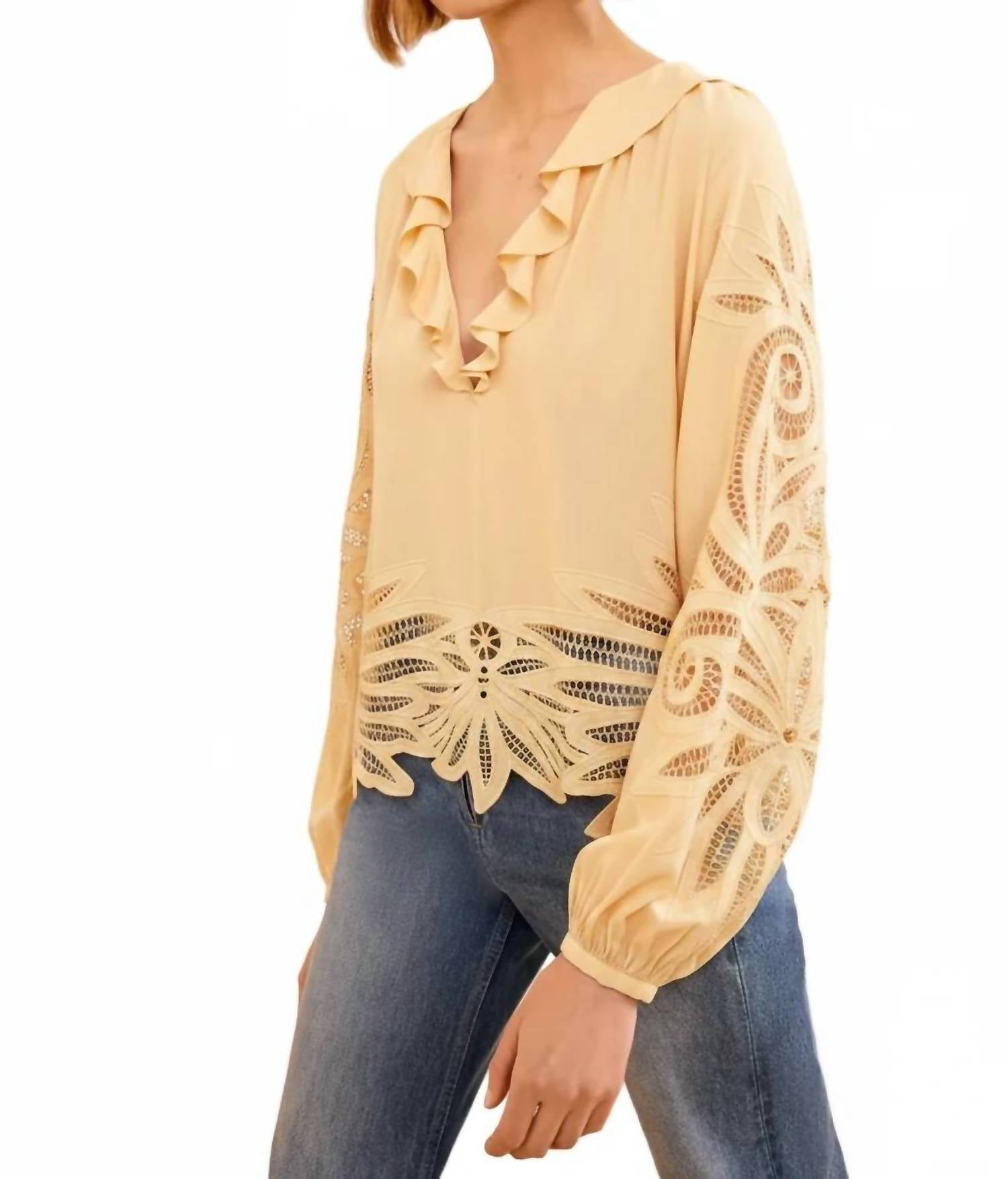 Ulla Johnson - Adonis Long Sleeve Applique Blouse