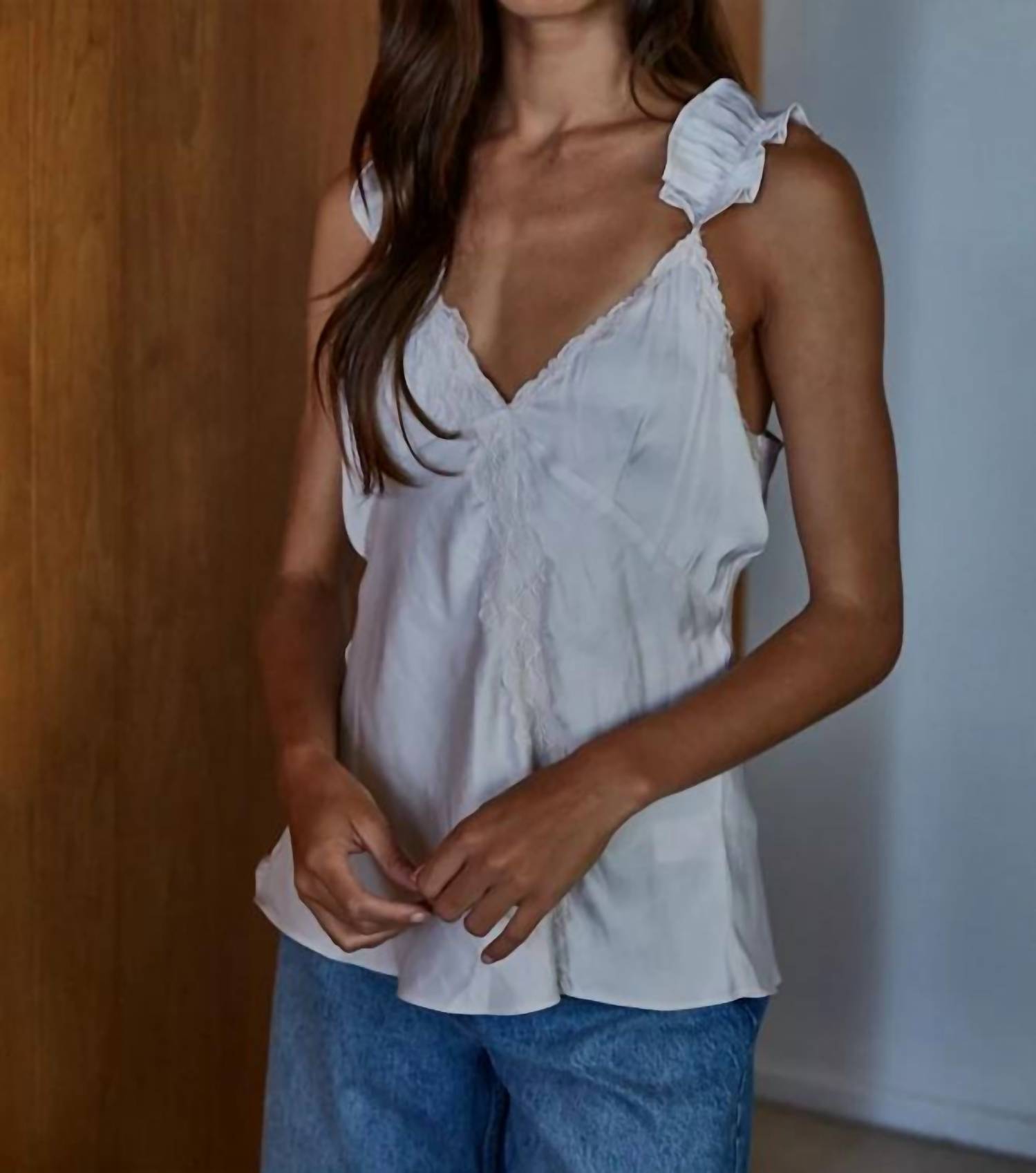 By Together - Elegant Satin Ruffle Strap Camisole
