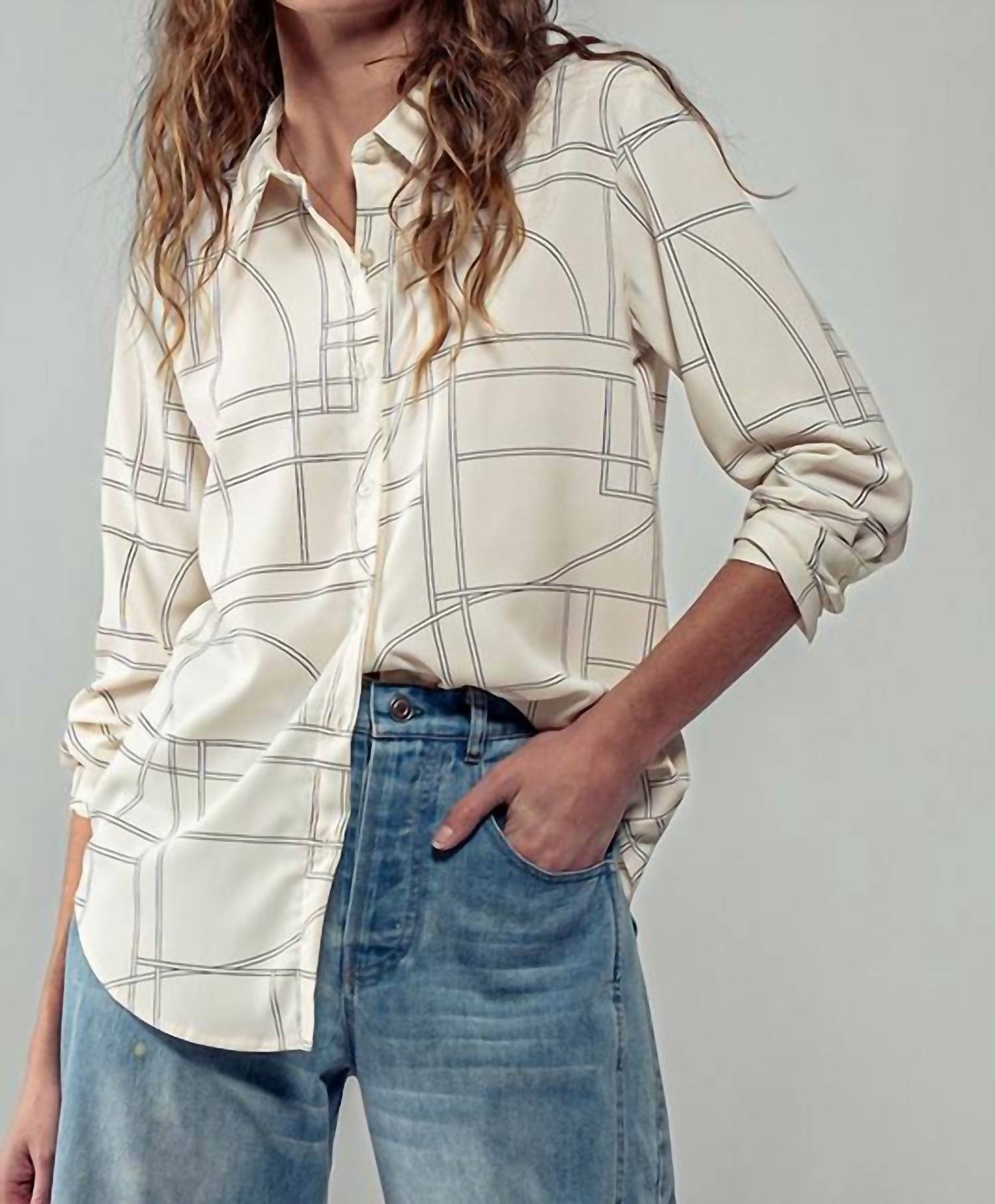 Urban Daizy - Chloe's Geo Print Button-Down Shirt