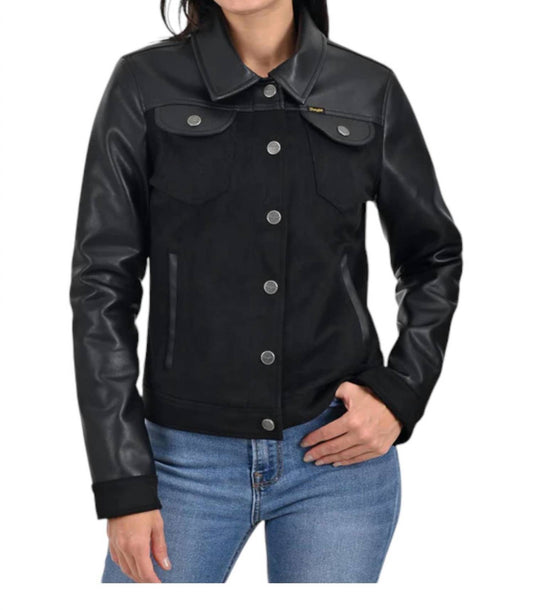 Wrangler - Faux Leather Trucker Jacket