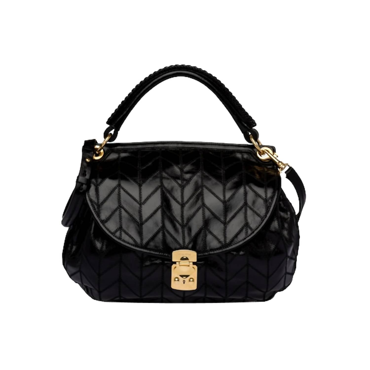 Miu Miu - Women's Vitello Shine Patch Leather Satchel Bag