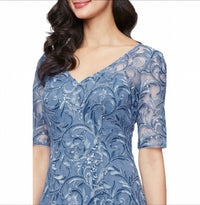 Alex Evenings - Embroidered Tulle Sequin Midi Cocktail Dress