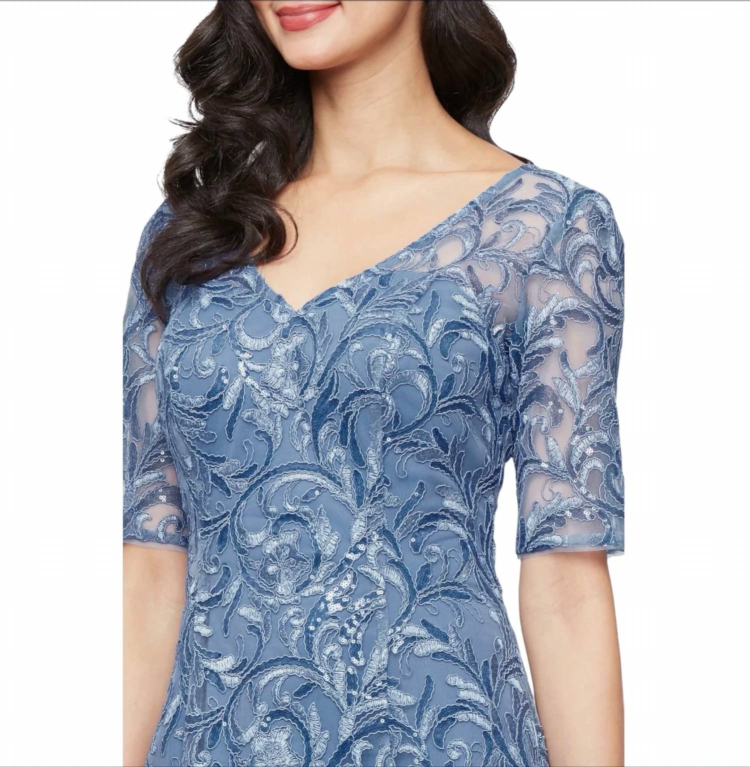 Alex Evenings - Embroidered Tulle Sequin Midi Cocktail Dress