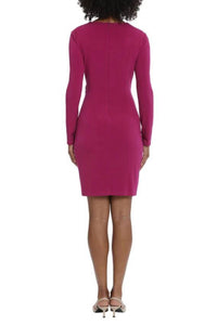 Maggy London - Long Sleeve Twisted-waist Wrap Dress