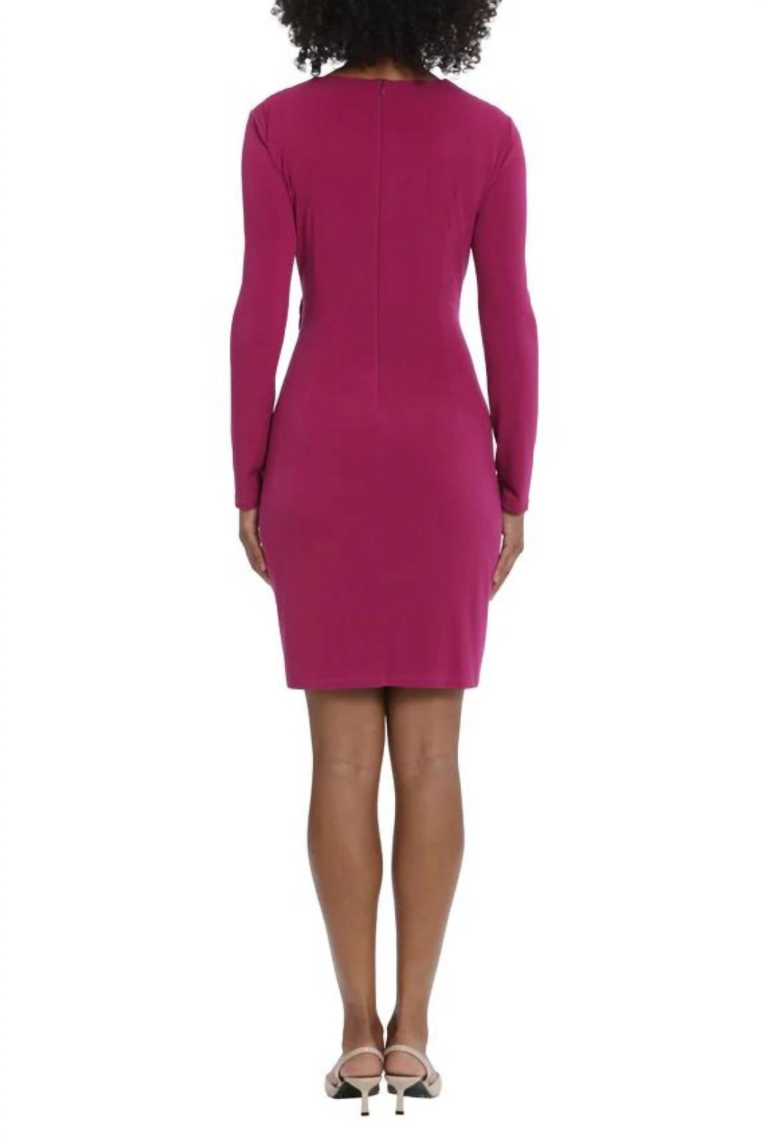 Maggy London - Long Sleeve Twisted-waist Wrap Dress