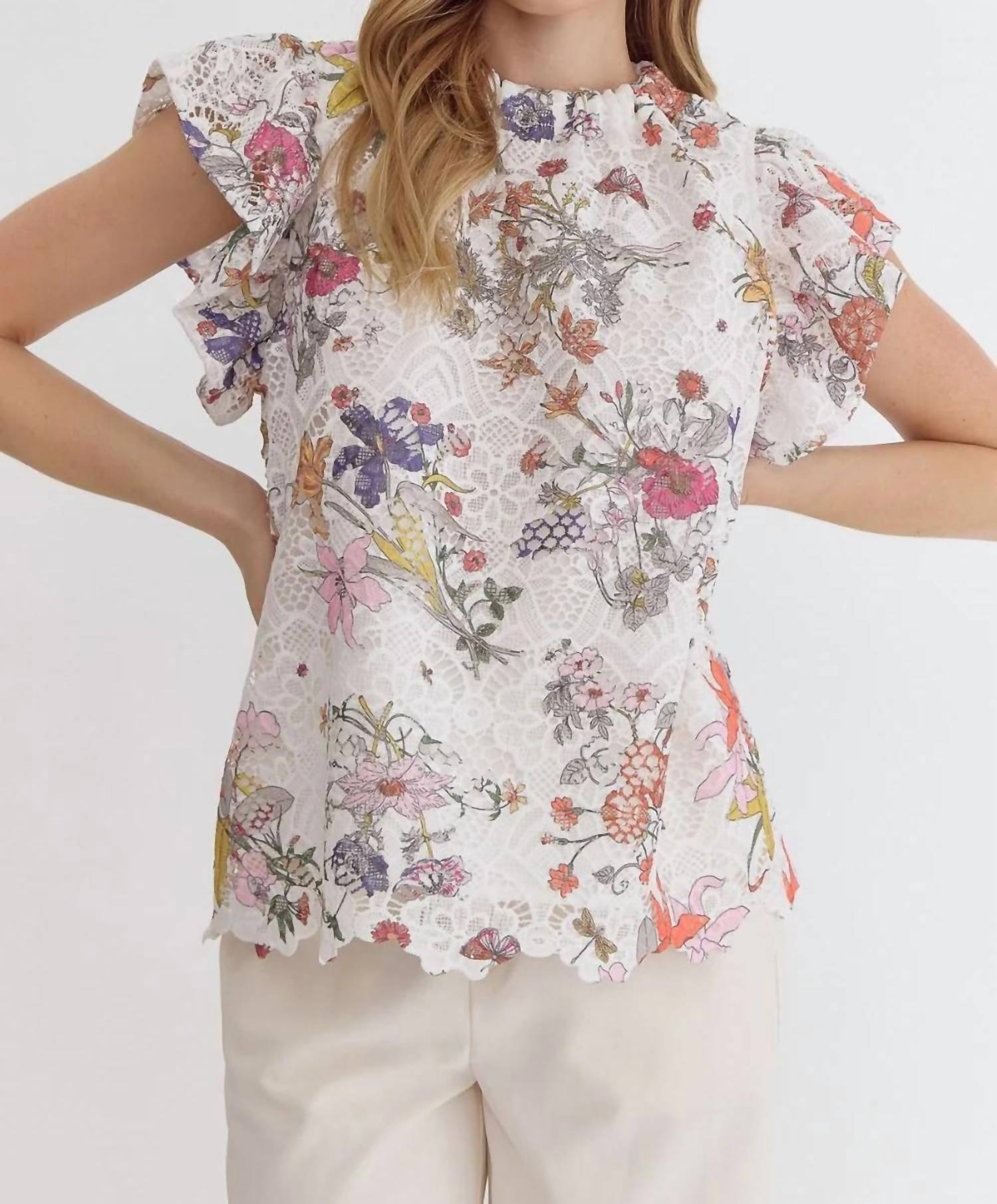 Entro - Floral Lace Elegance Blouse