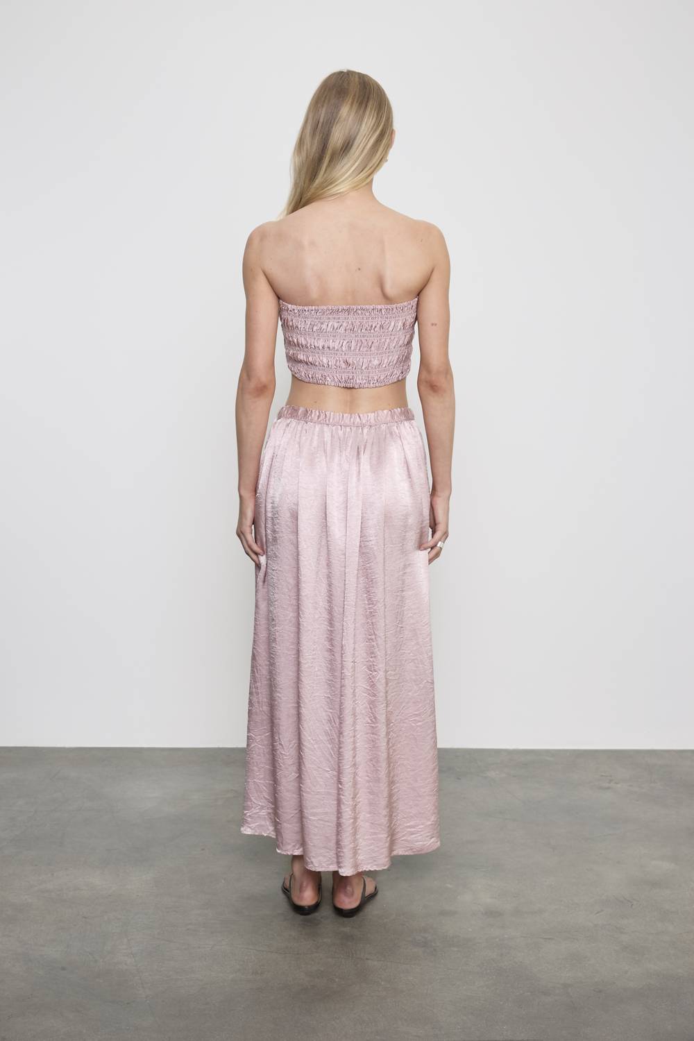 Enza Costa - TEXTURED SATIN SMOCKED TOP
