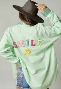 Fantastic Fawn - Women's Smile Sequin Patch Shirt