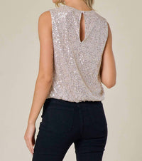 Saints & Hearts Sleeveless Sequin Top in champagne - women's blouse - view 6