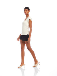 Fifteen Twenty Loma Cap Sleeve Top in ecru - women's t-shirt - alternate view