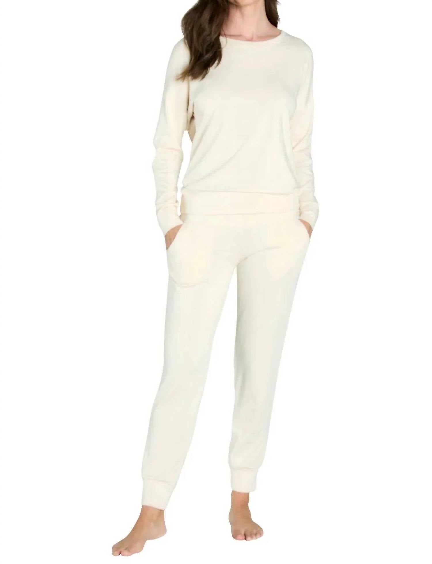 Twelve Eighty Eight Laguna Long Sleeve Lounge Set in almond - women's sleepwear